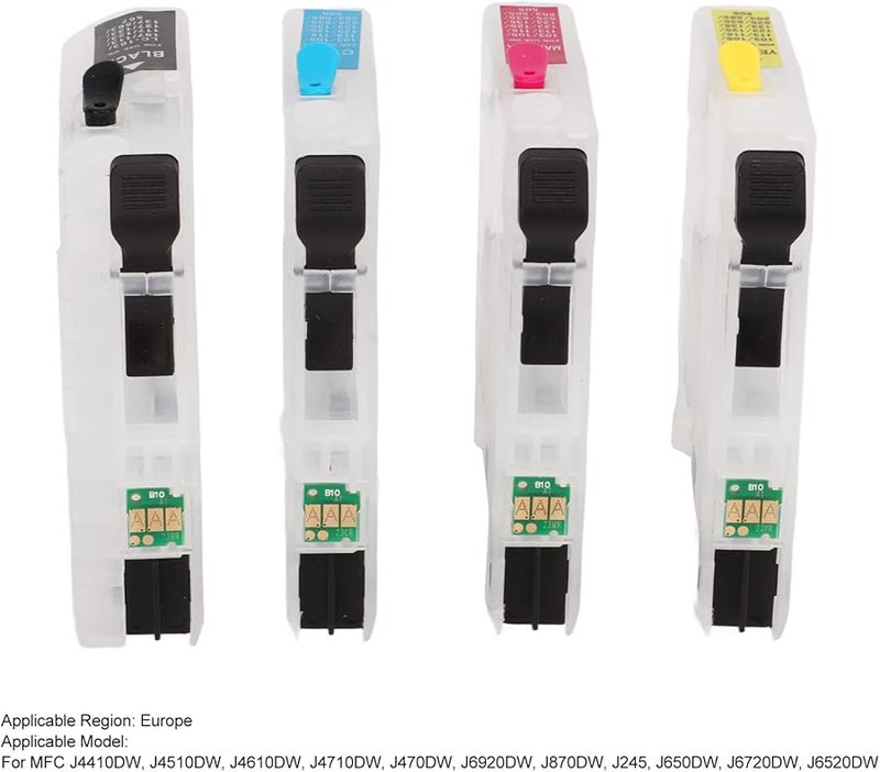 LC123 Ink Cartridges 4 Colors Permanent Chip Black Cyan Magenta Yellow Printer Refill Box - Image 2